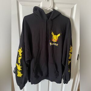 Pokémon Pikachu Black Hooded Sweatshirt Adult Size XXL